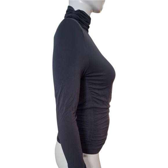 Soft Surroundings Top Shirt Womens Gray Turtleneck Ruched Long Sleeve Size Small - Picture 2 of 7